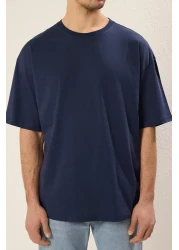  Collection Navy Oversize Printed Cotton T-Shirt - Tmnss23Ts00168