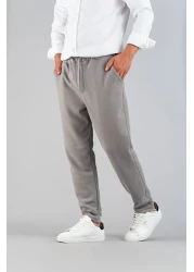 bombe Men's Gray Trousers Elastic Waist Slim Fit Flexible Lycra Basic Cotton Jogger