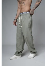 Butik Trend Biz Baggy Fit Lycra-Free Linen Fabric Men's Trousers with Elastic Waist and Drawstring