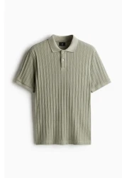 H&M Slim Fit Textured Jersey Polo Shirt