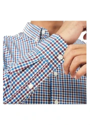 Giordano قميص أكسفورد قطني للرجال - تطريز أسد صغير، قصة ضيقة، أزرار كاملة