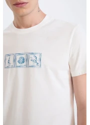 Defacto 100% Cotton Slim Fit Slim Fit Crew Neck Printed Short Sleeve T-Shirt D9356Ax25Sp