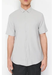  Collection Gray Textured Wrap Summer Shirt - Regular Fit, Short Sleeve Tmnss23Go00055