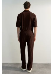  Collection OTToman POlo Collar T-Shirt - Wide FiT, TexTure and No Crease, Brown, Limited Edition TMNSS23po00020