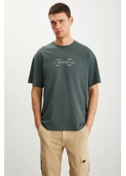 GRIMELANGE RAMADANP017 Men's 100% Cotton Crew Neck Printed Green T-Shirt