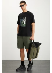 GRIMELANGE RAMADANP007 Men's 100% Cotton Crew Neck Printed Black T-Shirt