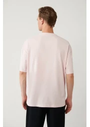 Avva Men's Light 100% Cotton Pink Crew Neck Printed T-Shirt A41Y1157