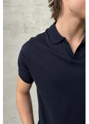 HYMAN Men's Oversize Cotton Polo Neck Knitwear T-Shirt