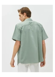 Koton 3sam60002hw 786 Green Men's Cotton Woven Tops Shirt