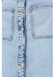  Collection High Waist Double Pocket Light Blue Maxi Denim Jeans Skirt - Tctss23Ee00002