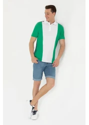 U.S. Polo Assn. تي شيرت رجالي باللون الأخضر بياقة بولو 50263396 -vr054