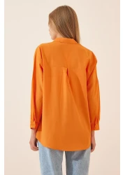 Happiness İstanbul Women's Light Orange Oversize Long Basic Shirt DD00842