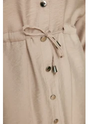  Modest Beige Tie Waist Shirt-Pants Woven Suit TCTSS21AU0237