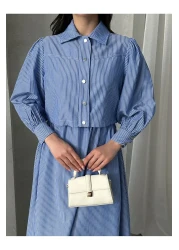 MD trend فستان بوليرو مخطط للسيدات - طقم مكون من قطعتين