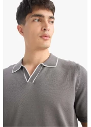 Defacto تي شيرت تريكو بأكمام قصيرة وياقة بولو بقصة عصرية C4984ax25sm