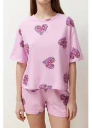  Collection Colorful Pink Heart Cotton Shorts Pajamas Set - Thmss24Pt00225