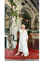 LOCCO Women's Bouquet Patterned Dress White