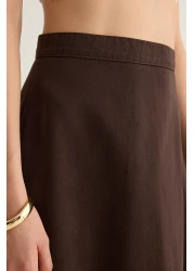  Collection Brown Flounce Maxi Denim Skirt Twoss25Et00005