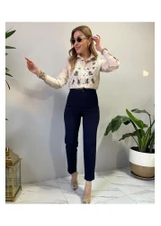 jöns since 1997 Women's Front Guipure Vest Design Stone Linen Shirt