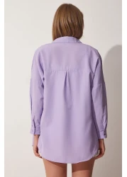Happiness İstanbul Women's Light Lilac Oversize Long Basic Shirt DD00842
