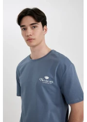 Defacto تي شيرت بأكمام قصيرة مطبوع برقبة دائرية C2080AX24SM