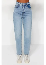  Collection Light Blue High Waist Mom Jeans TWOAW24JE00076