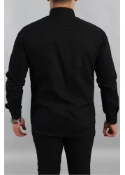 YXC قميص جينز أسود بقصة ضيقة للرجال