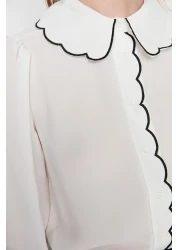  Collection White Woven Shirt with Embroidery Detail - Regular Fit TWOAW21GO0302