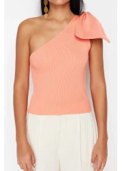  Collection Single Sleeve Bow Orange Knitwear Blouse - TPRSS22BZ0166