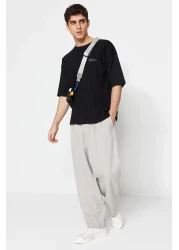  Collection Oversize Black Cotton Minimal T-Shirt - TMNSS23TS00084