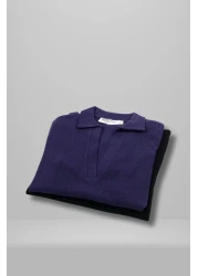 Mood Lab تي شيرت نسائي قصير الأكمام بياقة بولو مكون من قطعتين