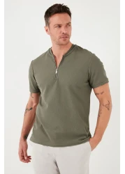 Buratti تي شيرت رجالي من القطن بقصة عادية بنصف سحاب5902653