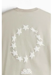 H&M تي شيرت فضفاض مطبوع