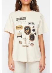  Collection Premium Stone 100% Cotton Printed Oversize/Wide Fit Crew Neck Knitted T-Shirt TWOSS23TS00282