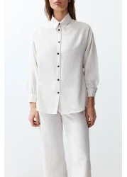  Collection Linen Woven Shirt and Trousers Set - Ecru Twoss24Au00065