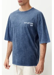  Collection Indigo Printed Oversize Cotton T-Shirt - Tmnss23Ts00166