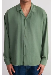  Collection قميص كتان صيفي كبير الحجم بياقة كاكي - TMNSS23GO00053