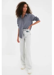  Collection Anthracite Loose Fit Cotton Woven Shirt TWOAW20GO0107