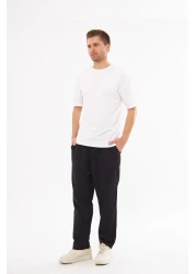 NASIFOĞLU GİYİM بنطلون كتان أسود - مقاس فضفاض مريح، 100% قطن، يحافظ على البرودة، بنطلون رجالي بخصر مطاطي