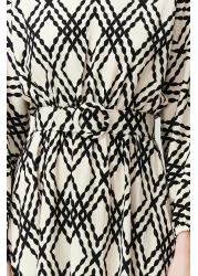  Modest فستان منسوج بحزام أسود منقوش ومفصل TCTSS24EB00233