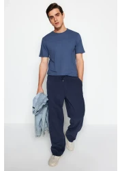  Collection تي شيرت رمادي-إكرو-نيلي نحيف/نحيف برقبة دائرية أساسي 100% قطن 3 قطع TMNSS19BO0007