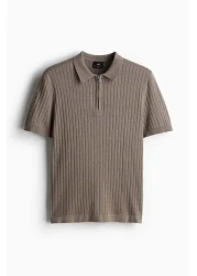 H&M Slim Fit Rib-knit Polo Shirt