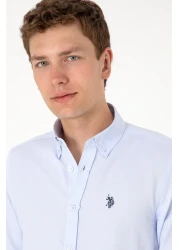 U.S. Polo Assn. قميص أساسي بأكمام طويلة باللون الأزرق الفاتح للرجال 50306338 -VR003
