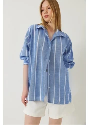 Bianco Lucci Women's Thick Striped Shirt Model: 60271026