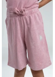 U.S. Polo Assn. قاعدة. بولو أسن. بدلة برمودا وردية للبنات