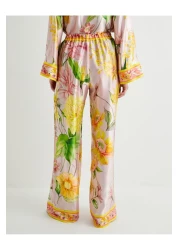 Koton X Tuba Unsal - Satin Floral Wide Leg Pants