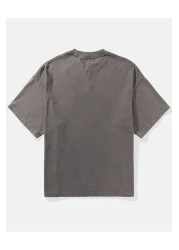 American Eagle تي شيرت بشعار AE باللون الرمادي - U-0181-3902