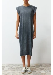  Collection فستان محبوك أنثراسايت مغسول/تأثير شاحب/مستقيم TWOSS24EL00126