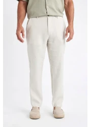 Defacto 100% Linen Relax Fit Comfortable Cut Straight Leg Summer Trousers C1117Ax24Sm