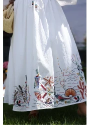 Lavanta Tekstil طقم تنورة قميص مطرزة